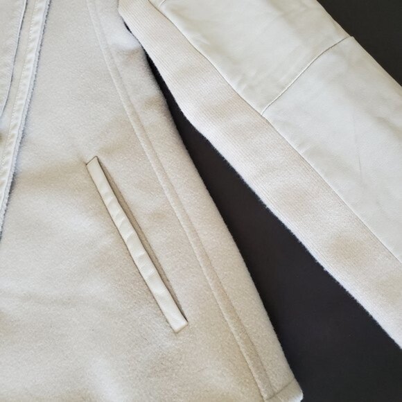 Vince Ivory White Leather Trim Wool Blend Drape Open Front Jacket - Picture 7 of 12